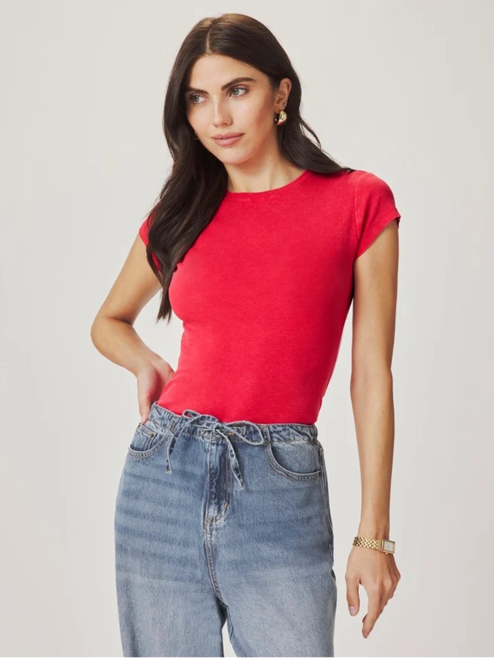 Splendid JOSIE STRETCH CREWNECK TEE - Scarlet